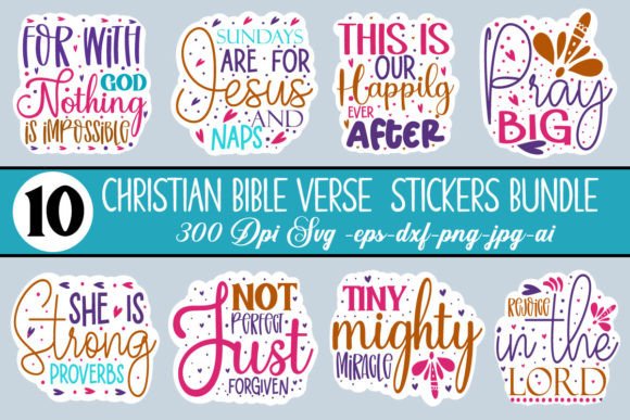 Christian Bible Verse Sublimation Sticke Graphics for Crafts