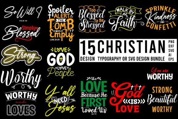 Christian Typography SVG Bundle for Graphics & Crafts