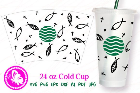 Fish Jesus Graphics: 24OZ Tumbler Templates