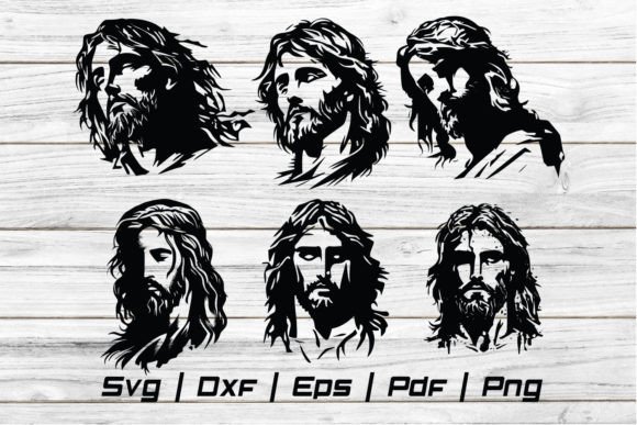 Jesus Head Cross Silhouette SVG File for Graphics & Crafts