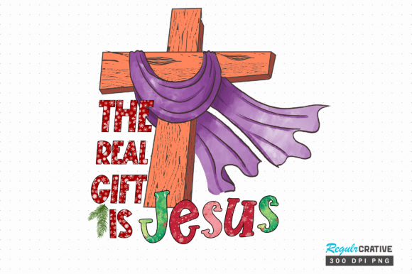 The Real Gift is Jesus PNG: Graphics for Faith Crafts
